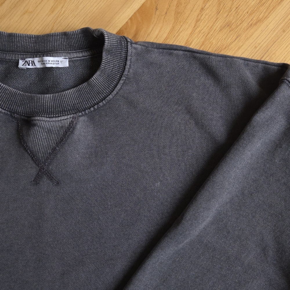 Zara Terry Sweatshirt Mineral Washed Gray - Picture 4 of 10